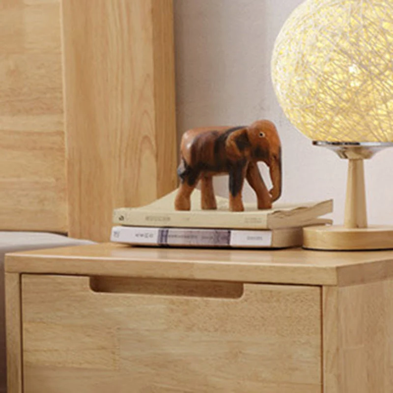 Contemporary Scandinavian Square Tabletop Rubberwood Nightstand 1-Drawer For Bedroom