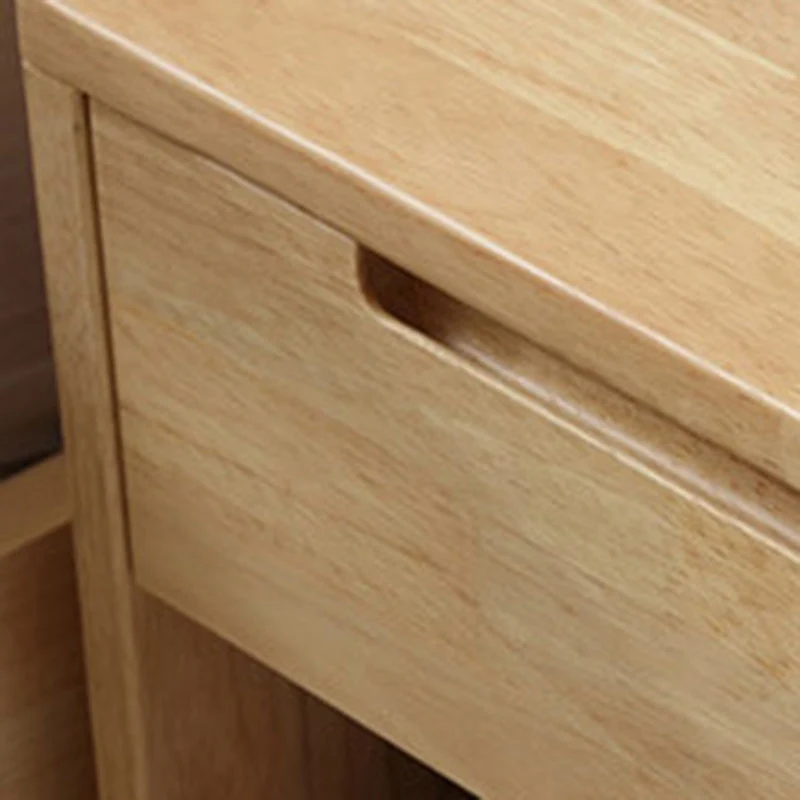 Contemporary Scandinavian Square Tabletop Rubberwood Nightstand 1-Drawer For Bedroom