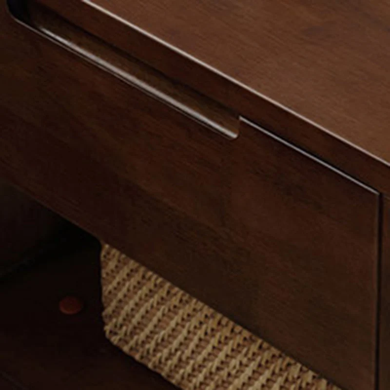 Contemporary Scandinavian Square Tabletop Rubberwood Nightstand 1-Drawer For Bedroom