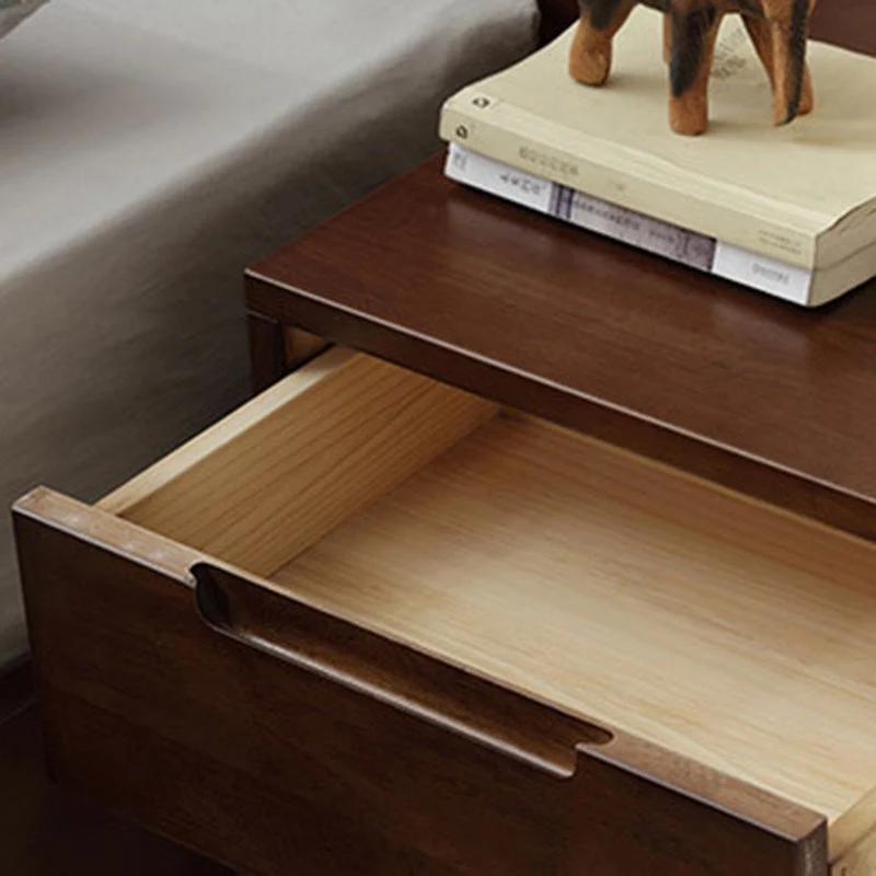 Contemporary Scandinavian Square Tabletop Rubberwood Nightstand 1-Drawer For Bedroom