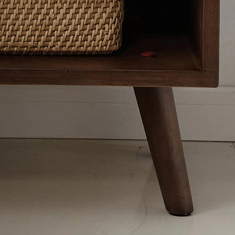 Contemporary Scandinavian Square Tabletop Rubberwood Nightstand 1-Drawer For Bedroom