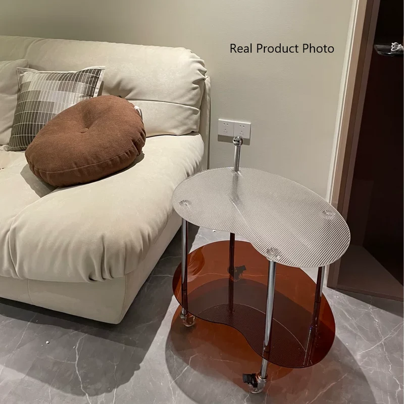 Modern Minimalist Cloud Acrylic Stainless Steel Removable End Table 2-Tier For Living Room