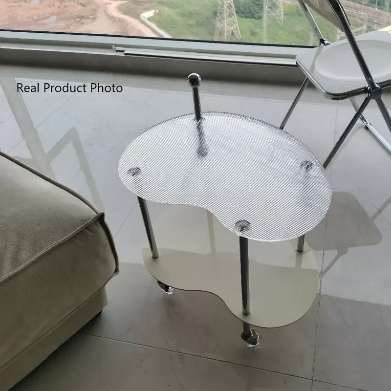 Modern Minimalist Cloud Acrylic Stainless Steel Removable End Table 2-Tier For Living Room