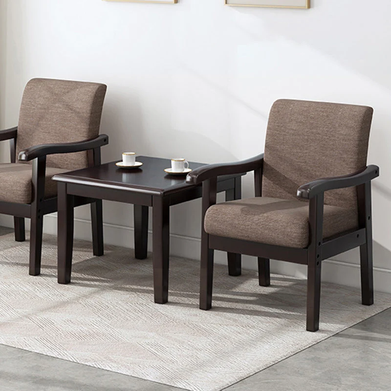 Modern Simplicity Rubberwood Cotton Linen Fabric Sponge Square Accent Chair & Table Set For Living Room