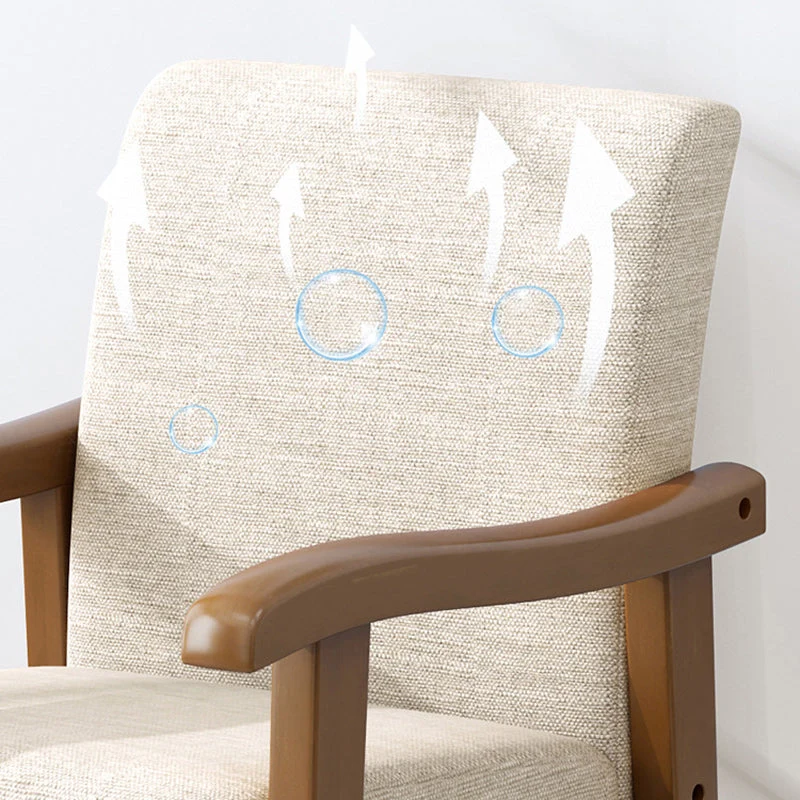 Modern Simplicity Rubberwood Cotton Linen Fabric Sponge Square Accent Chair & Table Set For Living Room