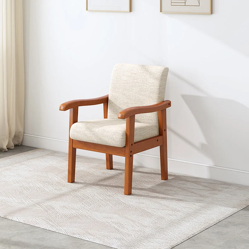 Modern Simplicity Rubberwood Cotton Linen Fabric Sponge Square Accent Chair & Table Set For Living Room