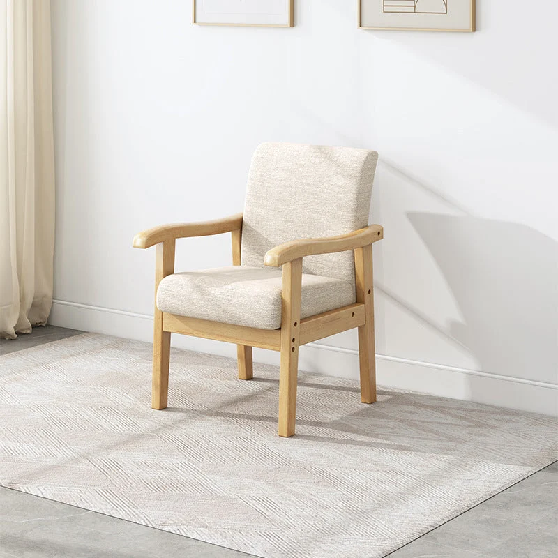 Modern Simplicity Rubberwood Cotton Linen Fabric Sponge Square Accent Chair & Table Set For Living Room