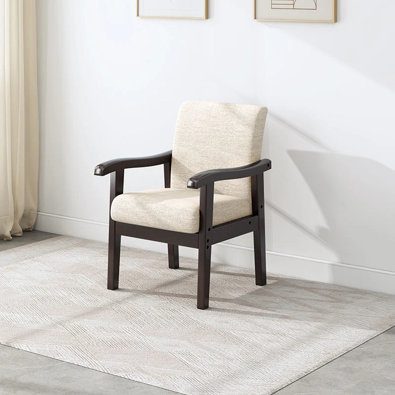 Modern Simplicity Rubberwood Cotton Linen Fabric Sponge Square Accent Chair & Table Set For Living Room