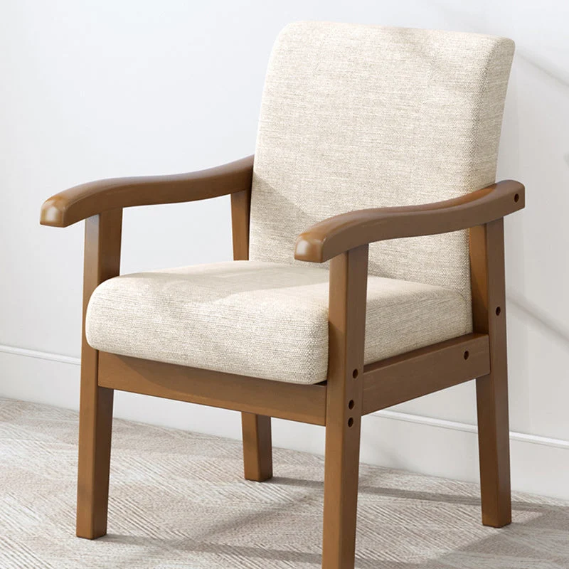 Modern Simplicity Rubberwood Cotton Linen Fabric Sponge Square Accent Chair & Table Set For Living Room