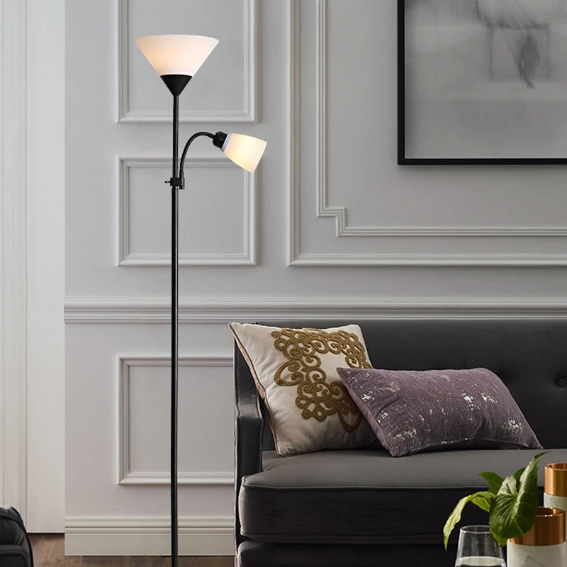 Contemporary Nordic Iron Acrylic Lampshade 1/2 - Light Standing Floor Lamp For Living Room