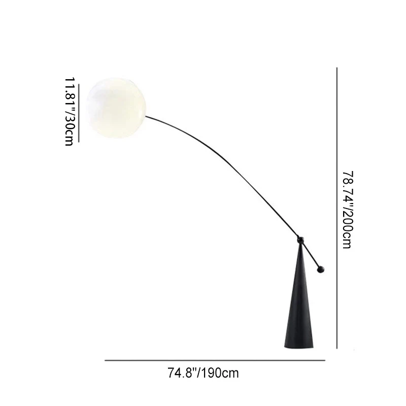 Contemporary Creative Tapered Base Fishing Rod Orb Iron Glass 1-Light Standing Floor Lamp For Living Room