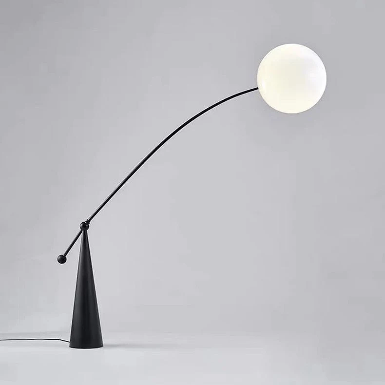 Contemporary Creative Tapered Base Fishing Rod Orb Iron Glass 1-Light Standing Floor Lamp For Living Room