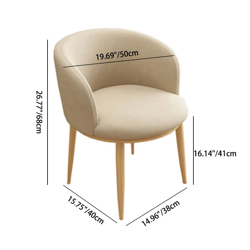 Contemporary Nordic Curved Velvet Upholstered Iron Legs Vanity Stool Backrest For Bedroom