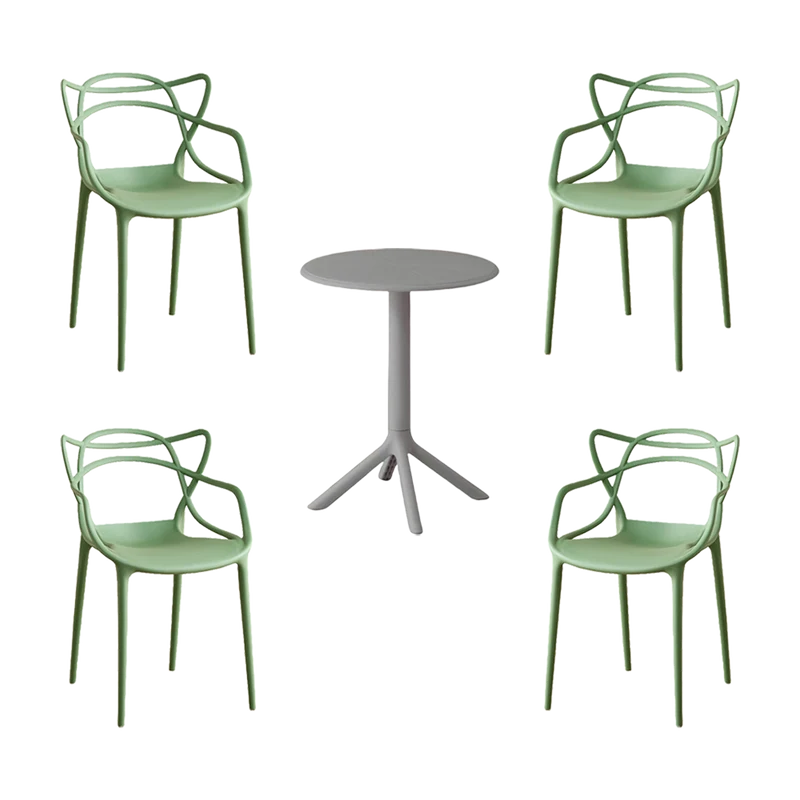 Combo Oak, Incluye Mesa Redonda y 4 Sillas en Color Verde