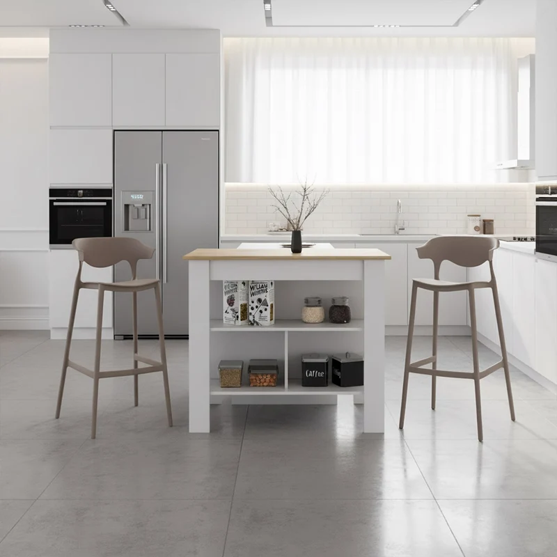 Combo de Cocina Ébano, Incluye Barra de Cocina y Dos Silla para Barra