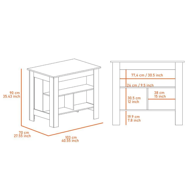 Combo de Cocina Ébano, Incluye Barra de Cocina y Dos Silla para Barra