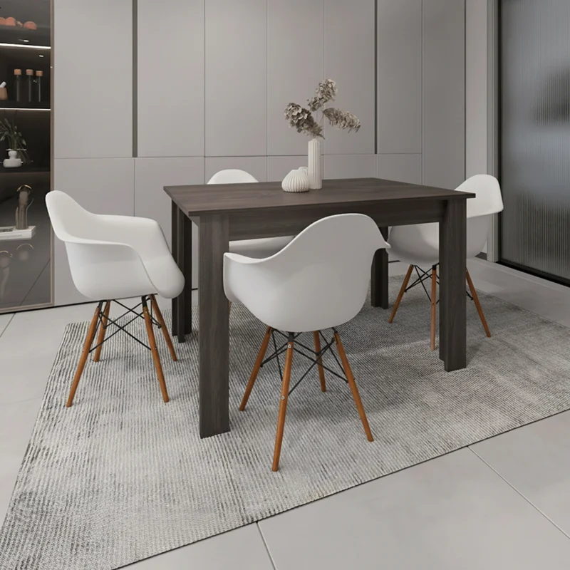 Combo Aura, Incluye Comedor y 4 Sillas con Espaldar en Color Blanco