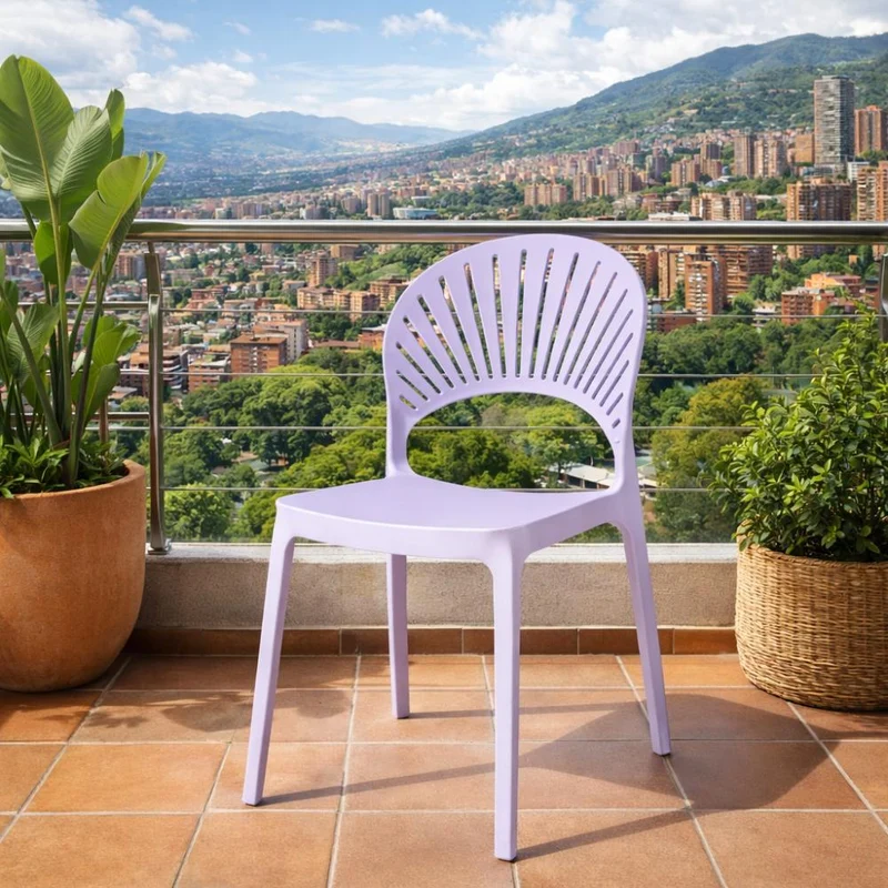 Silla Paraíso, Color Lila, con Espaldar y Diseño Moderno