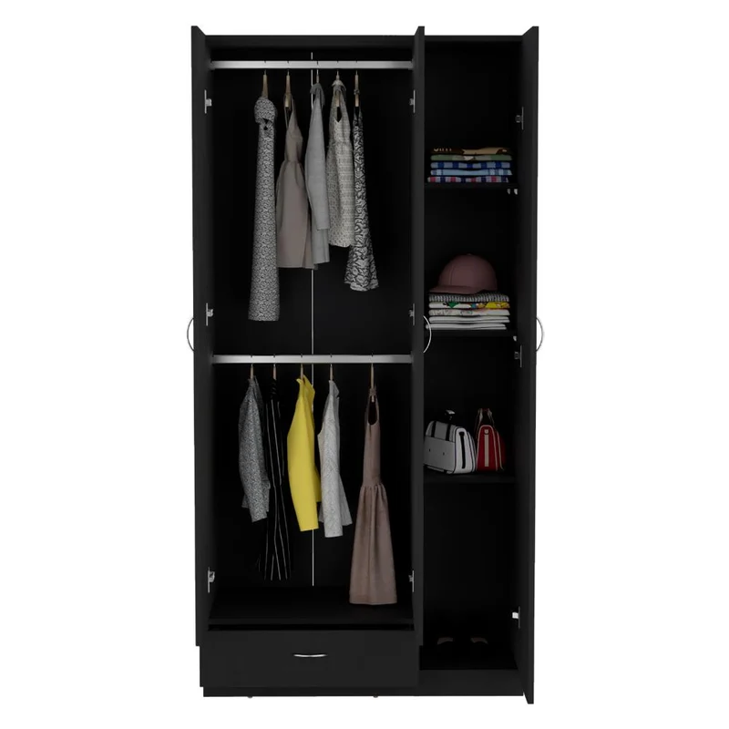 Clóset Viltex, Wengue, con Amplios Espacio para Ropa y Tres Puertas Abatibles