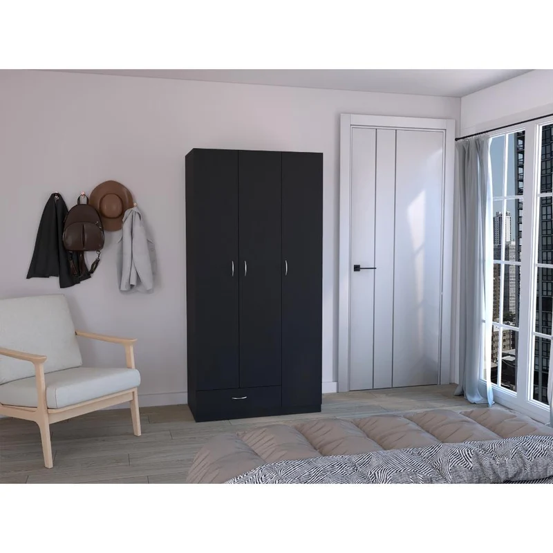 Clóset Viltex, Wengue, con Amplios Espacio para Ropa y Tres Puertas Abatibles