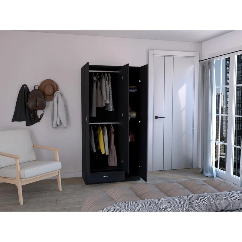 Clóset Viltex, Wengue, con Amplios Espacio para Ropa y Tres Puertas Abatibles