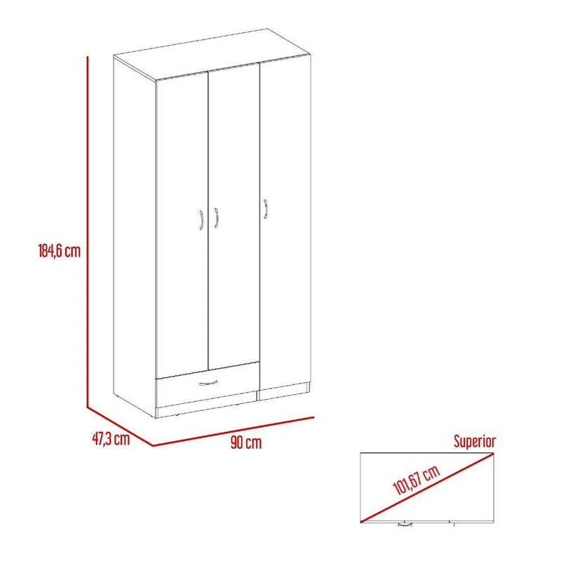 Clóset Viltex, Wengue, con Amplios Espacio para Ropa y Tres Puertas Abatibles