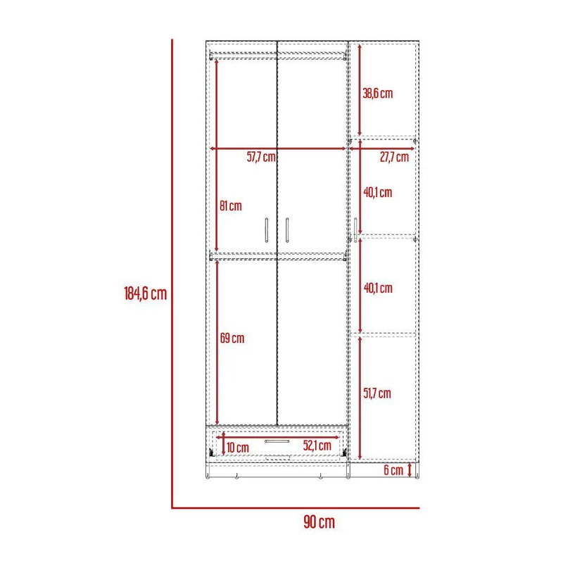 Clóset Viltex, Wengue, con Amplios Espacio para Ropa y Tres Puertas Abatibles
