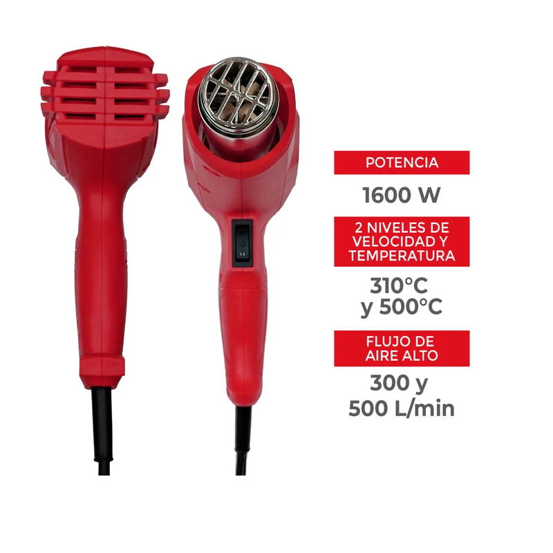 Pistola de Calor 1600W Kalley K-PC16, Rojo