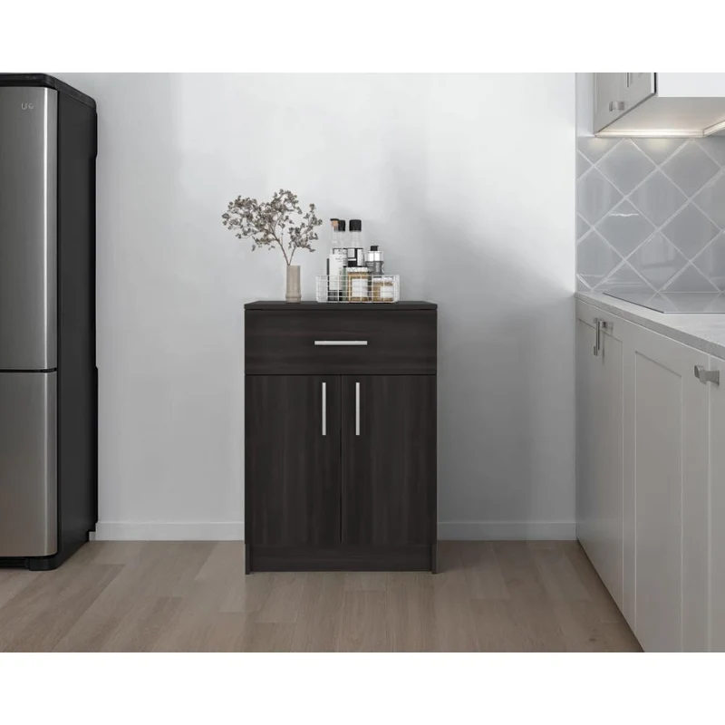 Mesa Auxiliar de Cocina Mayorca, Kronos Nogal, con Espacio para Guardar Insumos ZF
