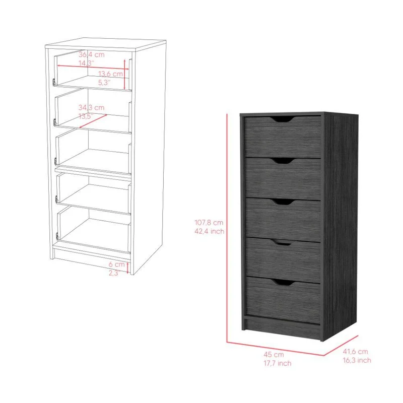Organizador Brasilia, Gris, con Cinco Cajones Multiusos Deslizables ZF