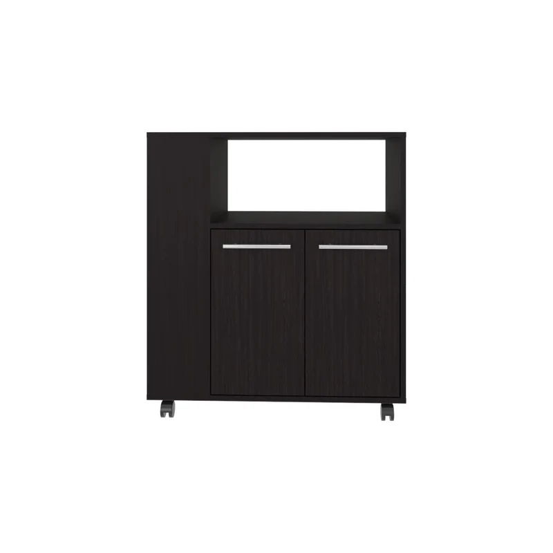 Mesa Auxiliar de Cocina Eldon, Wengue, con Rodachina y Rodachina de Freno ZF