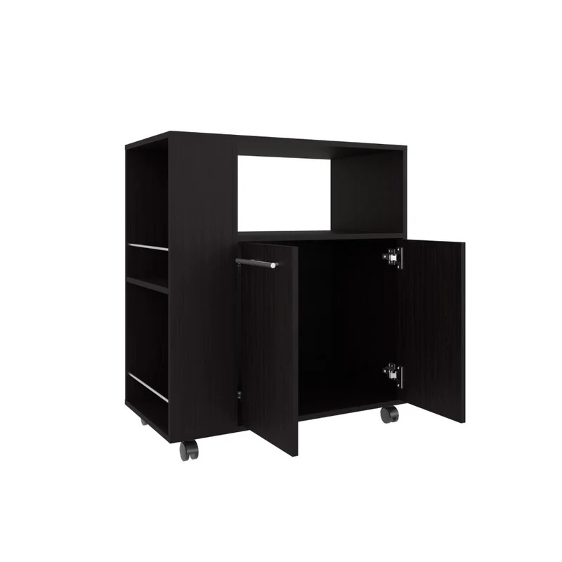Mesa Auxiliar de Cocina Eldon, Wengue, con Rodachina y Rodachina de Freno ZF