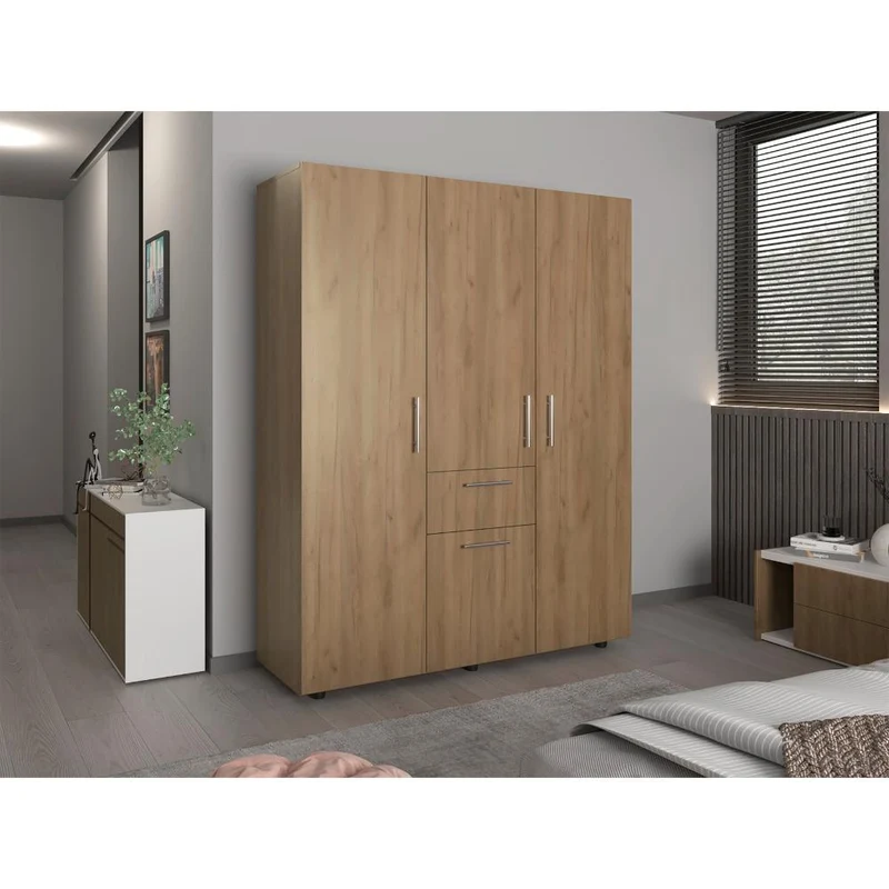 Clóset Bariloche Bombay Eco Ll, Fresno Europeo, con Variedad de Entrepaños y Cuatro Puertas Abatibles ZF