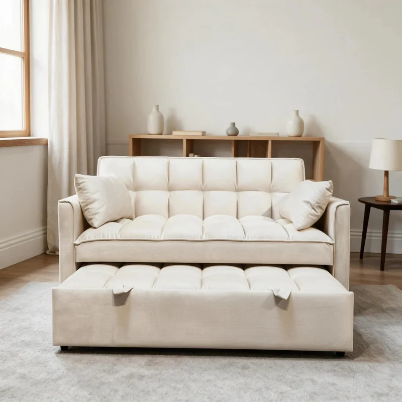 Sofa Cama 2 Puestos Beige Aeidi