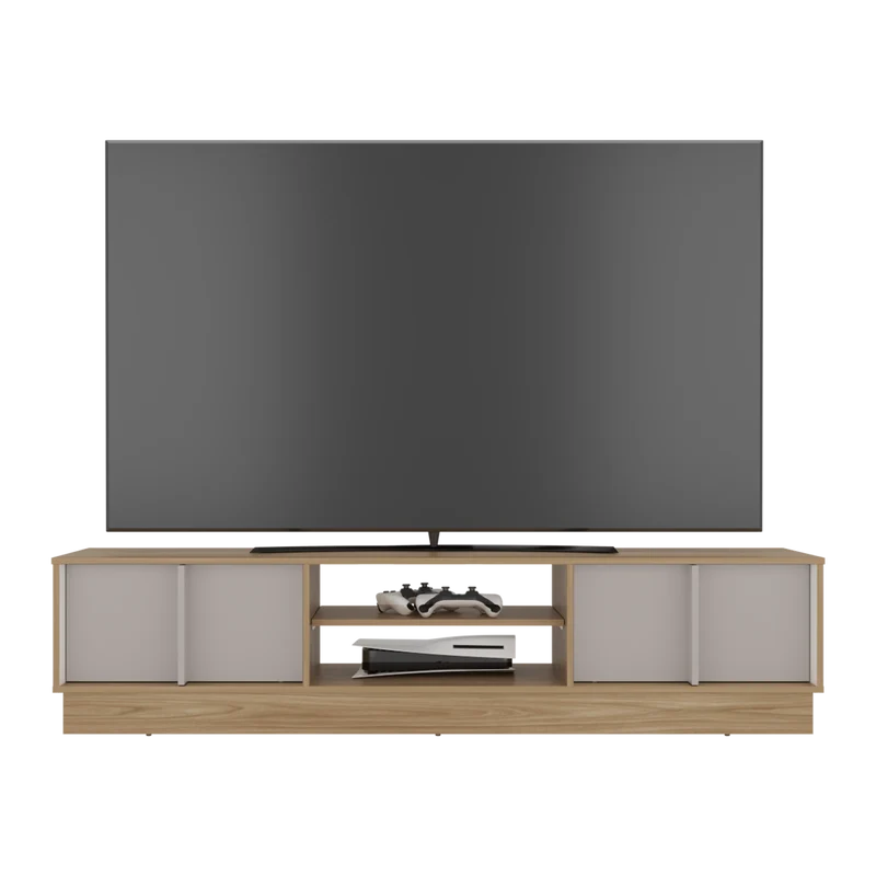 Mesa para TV Caobe, Fresno Europeo y Capri, para Televisor de hasta 75 Pulgadas con Cuatro Puertas