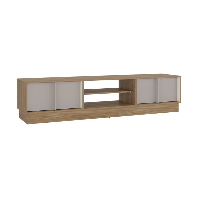 Mesa para TV Caobe, Fresno Europeo y Capri, para Televisor de hasta 75 Pulgadas con Cuatro Puertas