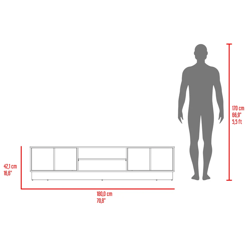 Mesa para TV Caobe, Fresno Europeo y Capri, para Televisor de hasta 75 Pulgadas con Cuatro Puertas