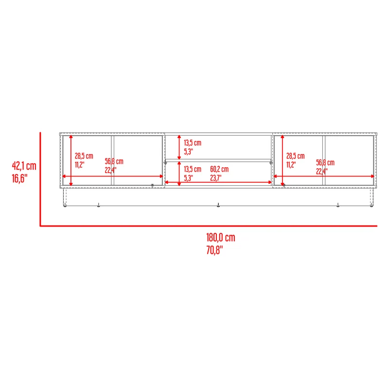 Mesa para TV Caobe, Fresno Europeo y Capri, para Televisor de hasta 75 Pulgadas con Cuatro Puertas