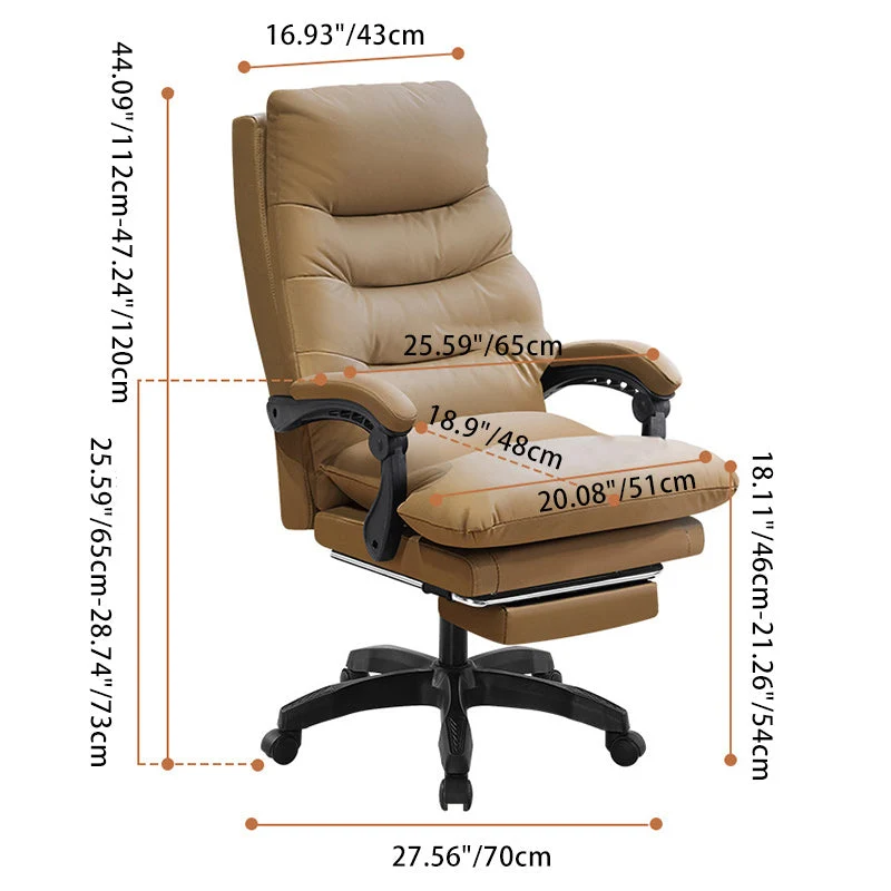Modern Simplicity Cowhide Microfiber Leather Steel Cotton Sponge Square Massage Desk Chair Backrest Footrest Adjustable For Home Office