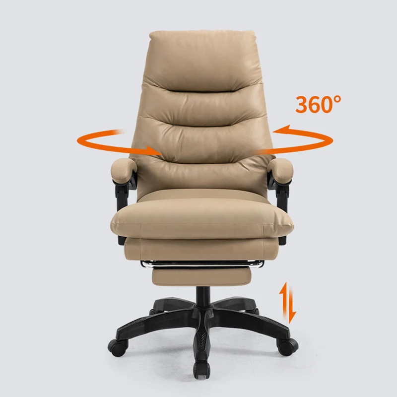 Modern Simplicity Cowhide Microfiber Leather Steel Cotton Sponge Square Massage Desk Chair Backrest Footrest Adjustable For Home Office
