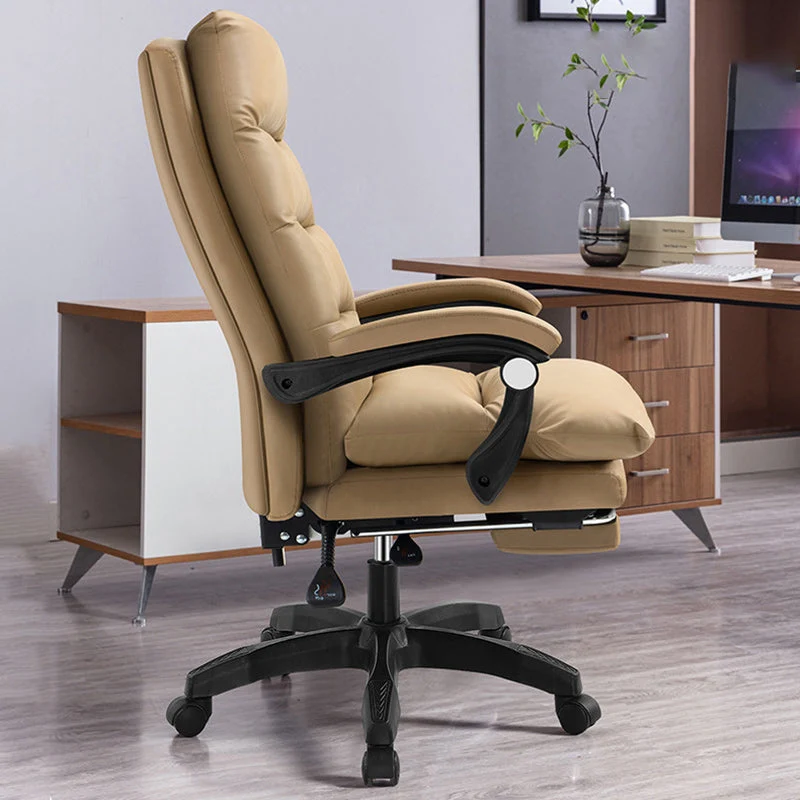 Modern Simplicity Cowhide Microfiber Leather Steel Cotton Sponge Square Massage Desk Chair Backrest Footrest Adjustable For Home Office