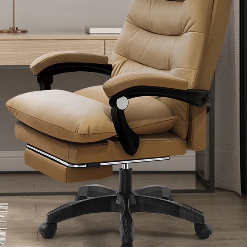 Modern Simplicity Cowhide Microfiber Leather Steel Cotton Sponge Square Massage Desk Chair Backrest Footrest Adjustable For Home Office