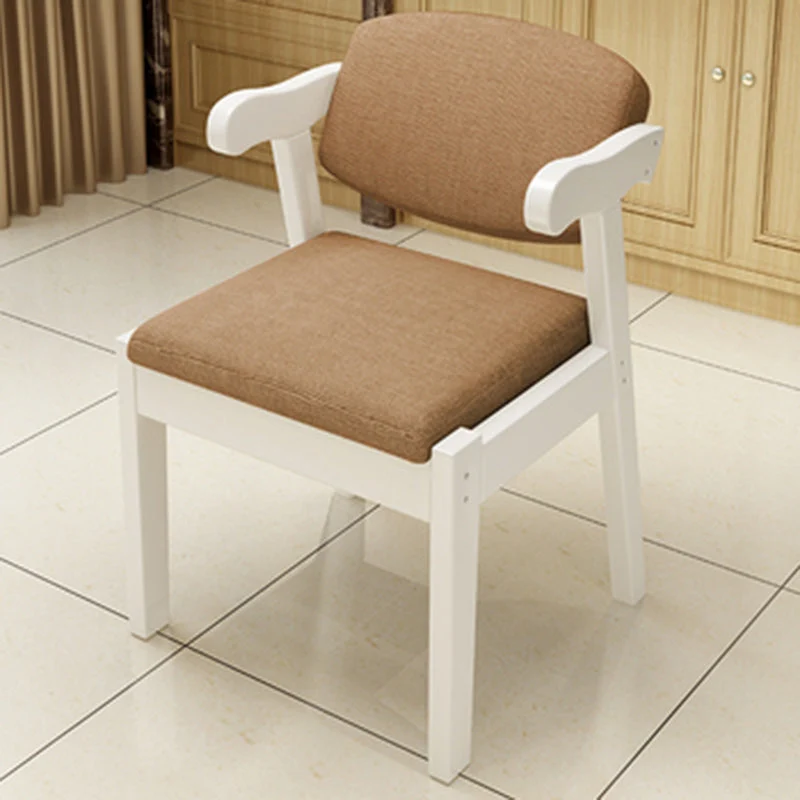 Modern Simplicity Rubber Wood Fabric Faux Leather Sponge Square Desk Chair Backrest Armrest For Study