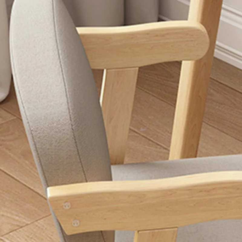 Modern Simplicity Rubber Wood Fabric Faux Leather Sponge Square Desk Chair Backrest Armrest For Study