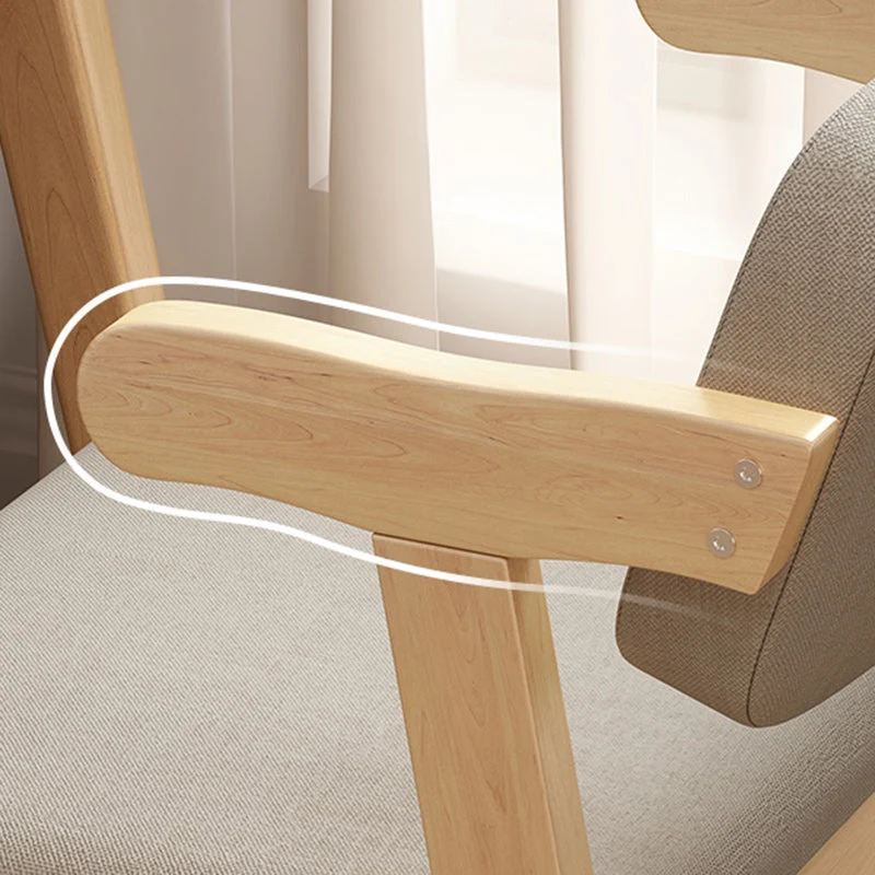 Modern Simplicity Rubber Wood Fabric Faux Leather Sponge Square Desk Chair Backrest Armrest For Study