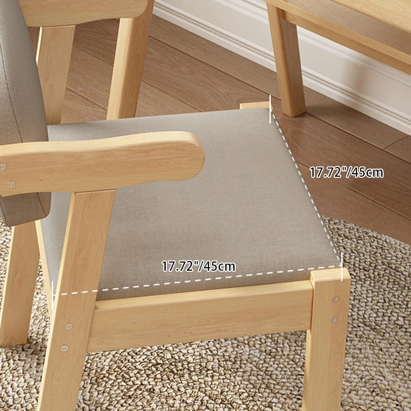 Modern Simplicity Rubber Wood Fabric Faux Leather Sponge Square Desk Chair Backrest Armrest For Study