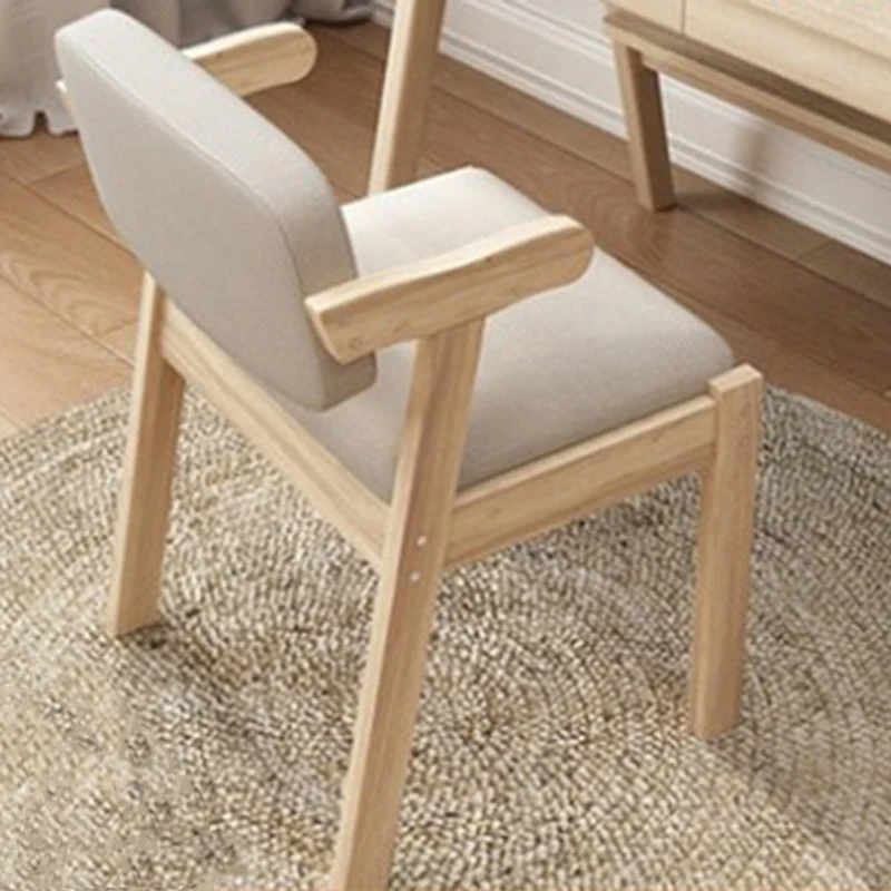 Modern Simplicity Rubber Wood Fabric Faux Leather Sponge Square Desk Chair Backrest Armrest For Study