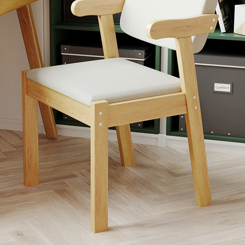 Modern Simplicity Rubber Wood Fabric Faux Leather Sponge Square Desk Chair Backrest Armrest For Study