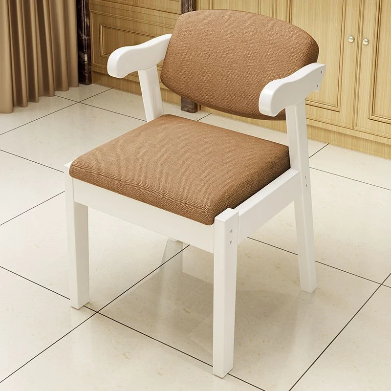 Modern Simplicity Rubber Wood Fabric Faux Leather Sponge Square Desk Chair Backrest Armrest For Study