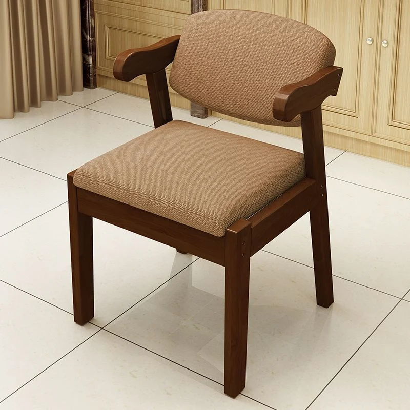Modern Simplicity Rubber Wood Fabric Faux Leather Sponge Square Desk Chair Backrest Armrest For Study